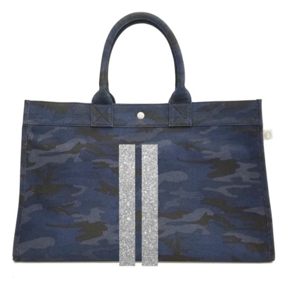 Quilted Koala East West Canvas Tote Dark Blue Camo - Picture 1 of 11